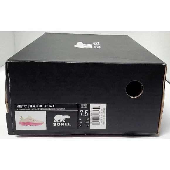 Sorel Sneakers Kinetic Breakthru Tech Lace 7.5 Bleached Ceramic & Fucshia Shoes - Picture 13 of 13